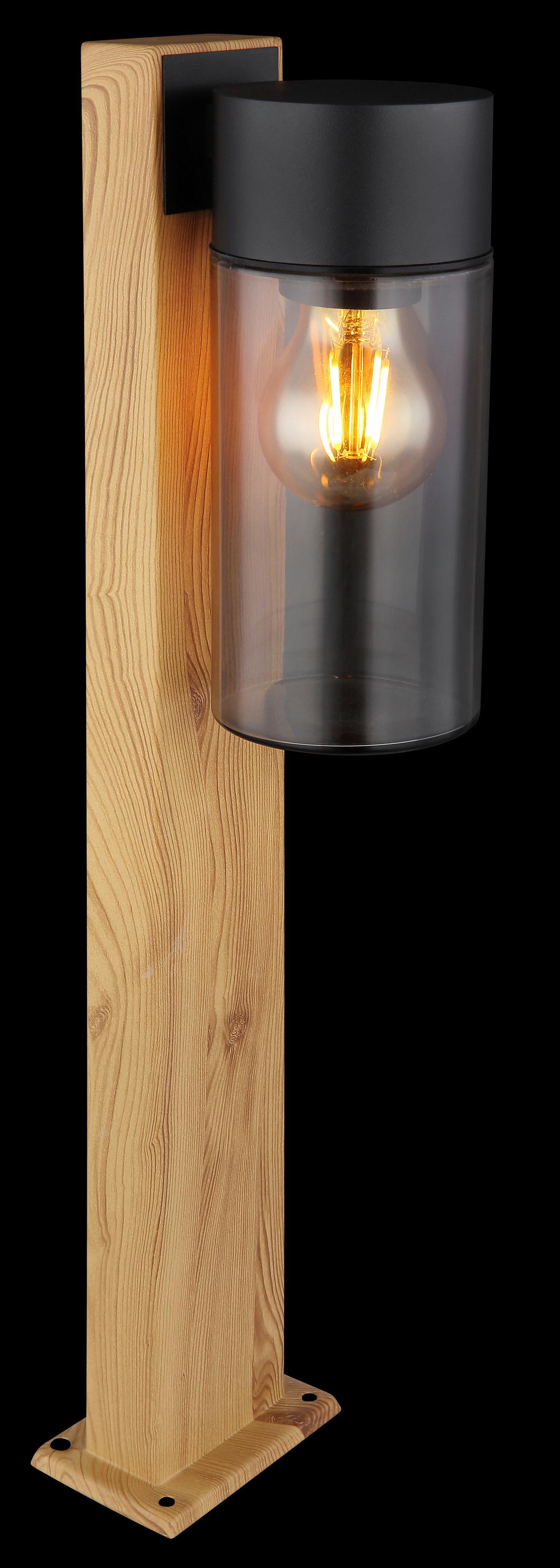 Außenleuchte Etsi Schwarz matt max. 40 Watt - Schwarz, Natur, Glas/Metall (9/14,5/50cm) - Globo