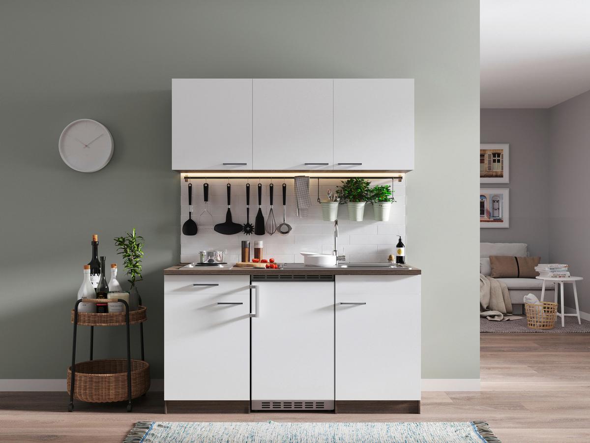 Majhna Kuhinja Z Aparati Oliver, Barva Hrasta, Bela - barve hrasta/bela, Basics, umetna masa/leseni material (150cm) - Respekta