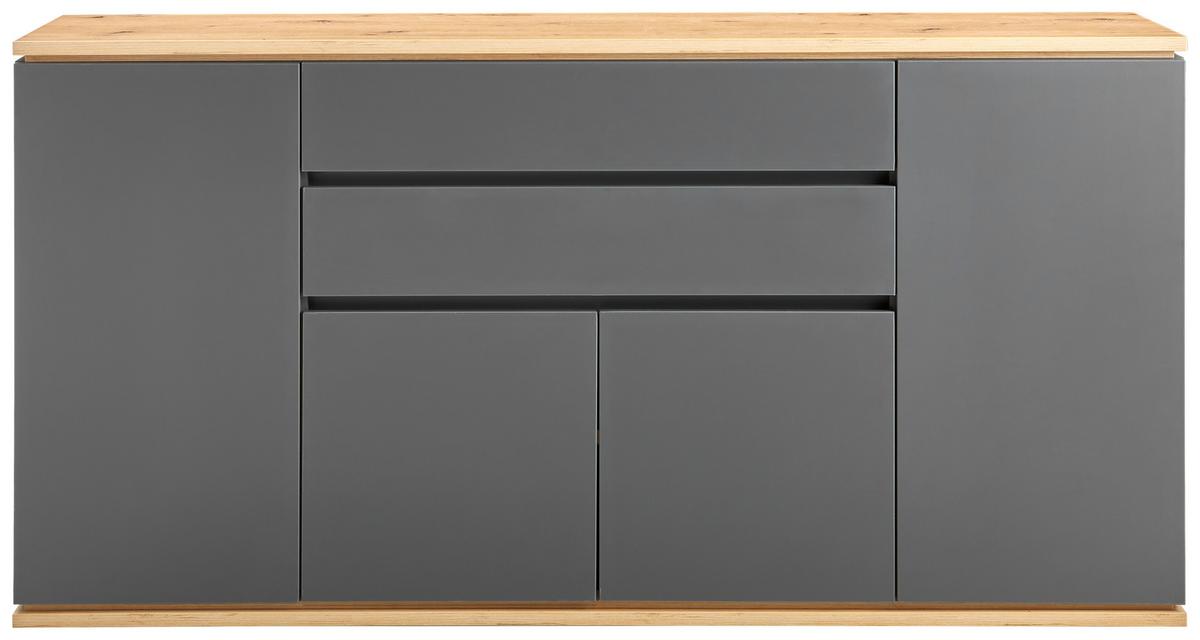 KOMODA SZEROKA YAMAEL - czarny/kolor grafitowy, Design, materiał drewnopochodny/tworzywo sztuczne (184/93/42cm) - Xora
