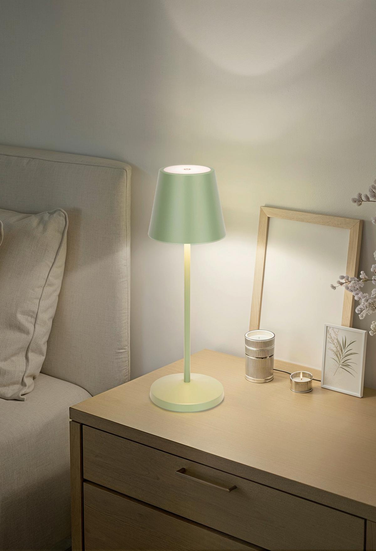 LAMPA STOŁOWA Z AKUMULATOREM DENVER *SBN* - zielony, Trend, metal (11/35cm) - Novel