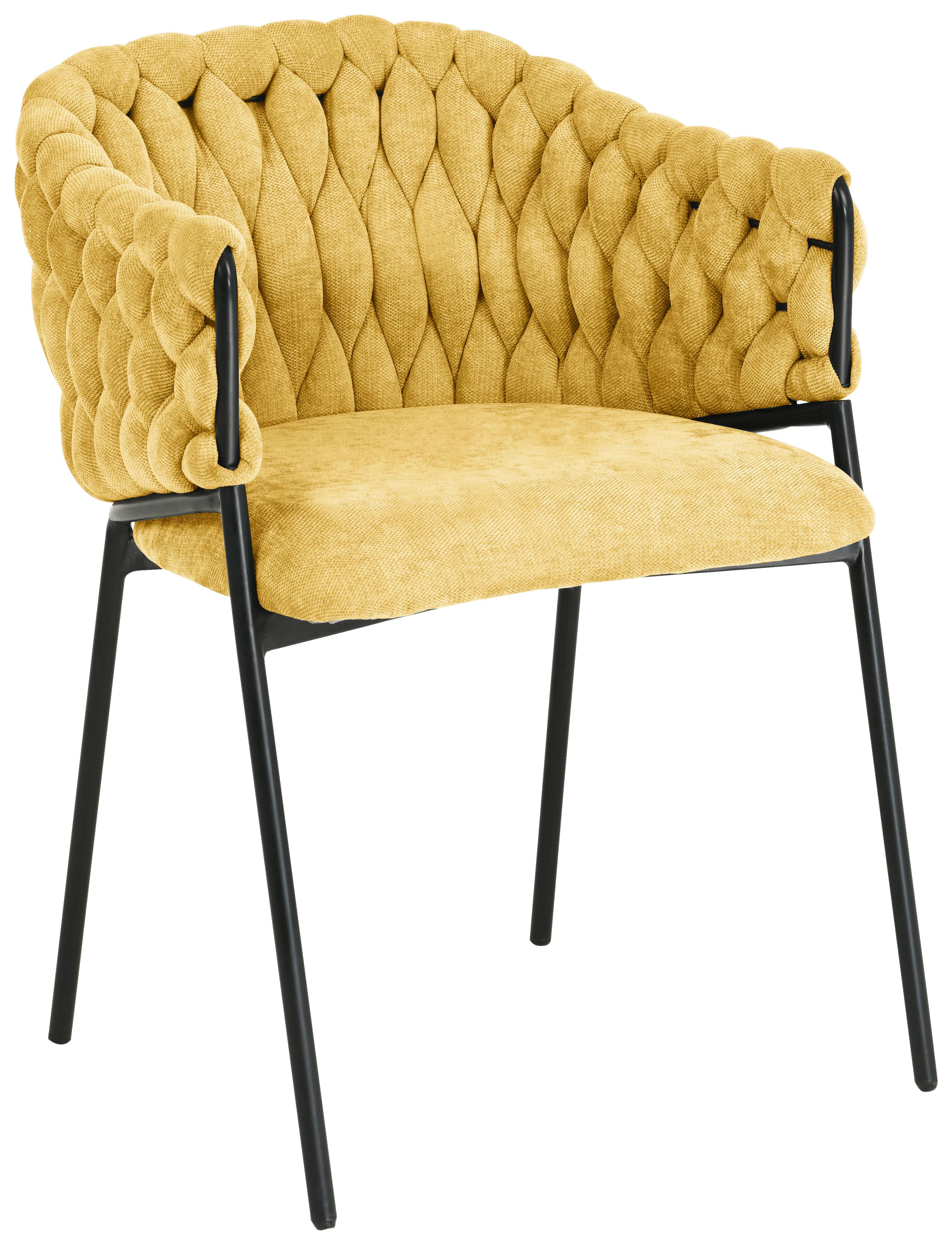 KRZESŁO Z PODŁOKIETNIKAMI WAVY BUBBLE - czarny/żółty, Design, metal/tkanina (56/80/61cm) - Novel