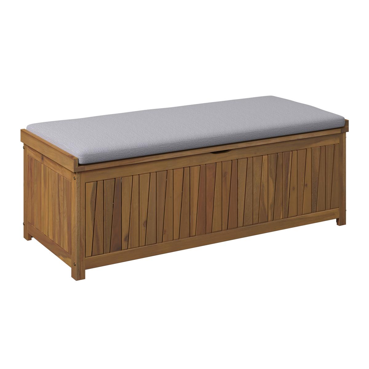 SKRZYNIA OGRODOWA SABAH - kolor akacjowy/szary, Modern, tkanina/drewno (140/50/60cm) - Ambia Garden