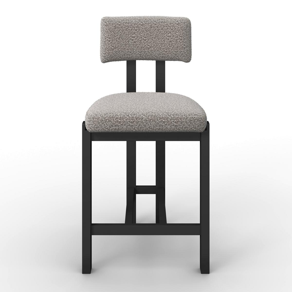 Barhocker Jonna Hellgrau Bouclé Gepolstert - Hellgrau/Schwarz, MODERN, Holz/Textil (51/102/54cm) - Bessagi Home