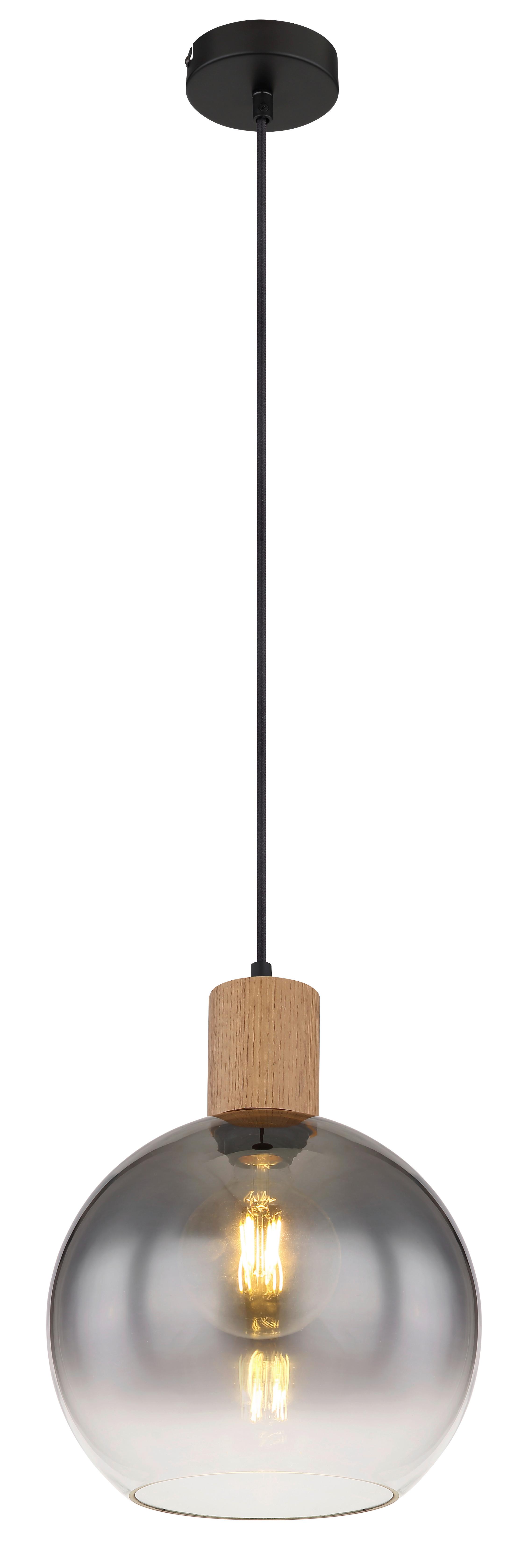 Függőlámpa 15656h - natúr színű/fekete, Natur, faalapú anyag/Üveg (25/120cm)