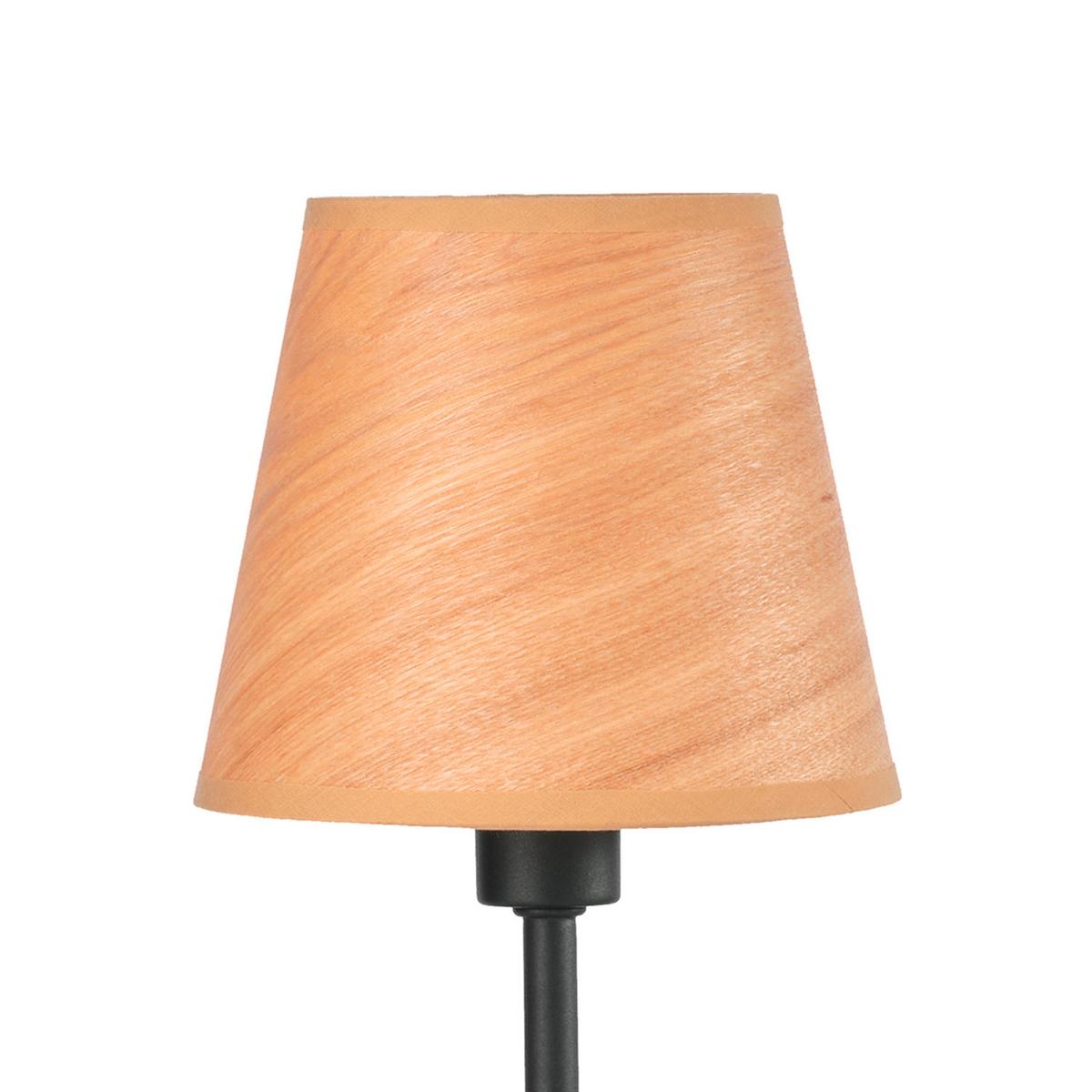 Tischleuchte Asia Schwarz/Eiche max. 6 Watt - Eichefarben/Schwarz, KONVENTIONELL, Textil/Metall (15/32cm)