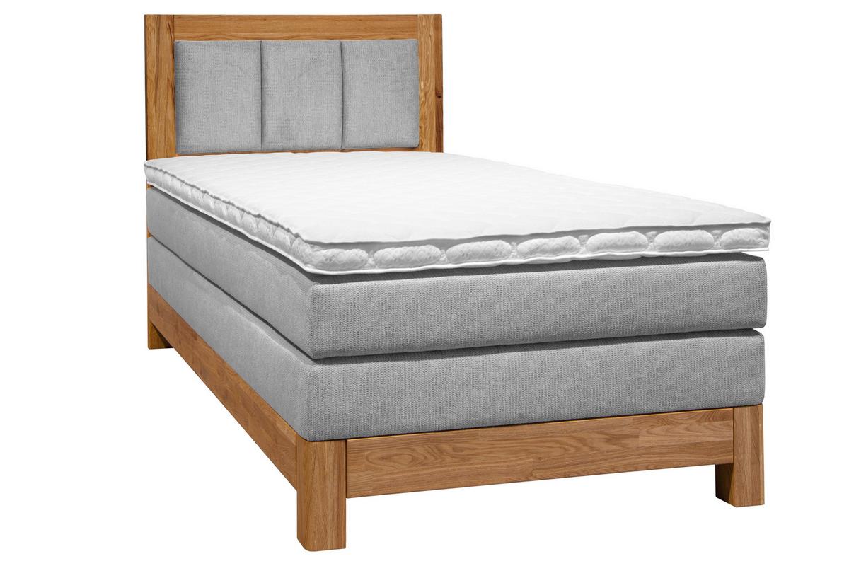 Boxspringbett Carolina Eiche/Grau ca. 100x200cm - Eichefarben/Beige, KONVENTIONELL, Holz/Textil (100/200cm) - ecoTree