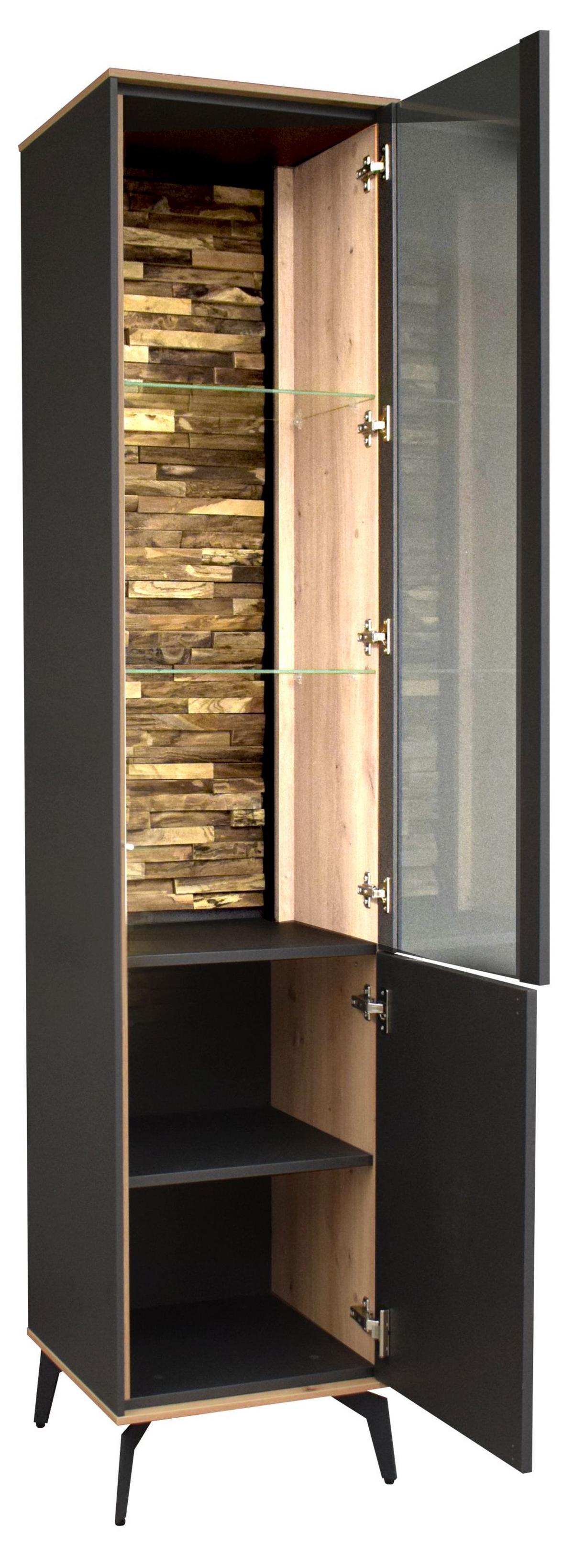 Vitrină COMO - stejar Artisan/antracit, Modern, material pe bază de lemn (42/180/42cm) - Premium Living