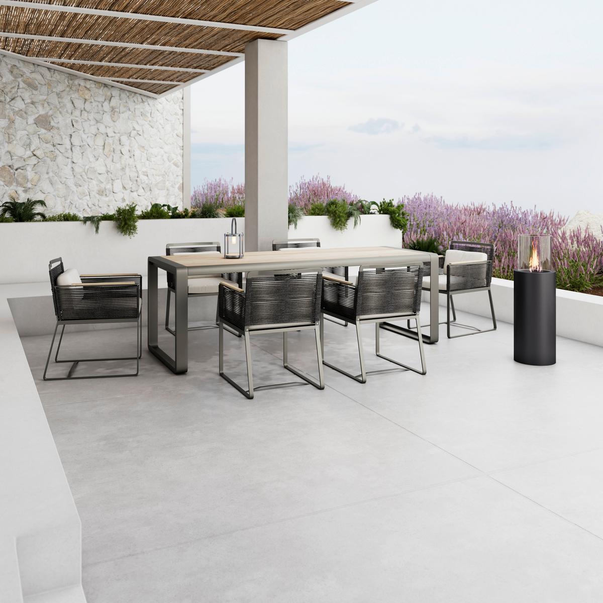 Gartengarnitur "Caroline", hell/dunkelgrau, Holz/Metall - Dunkelgrau, Modern, Holz/Metall (220/75/85cm) - Bessagi Garden