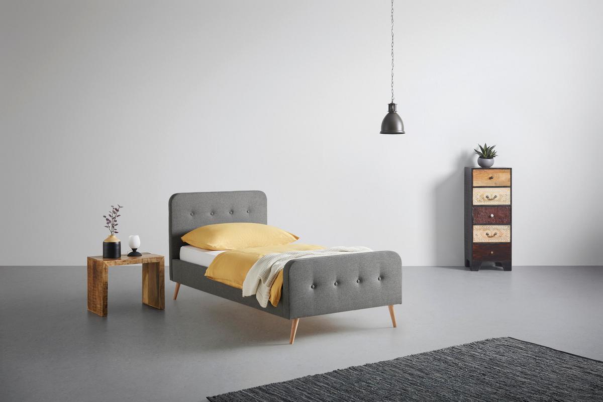 Polsterbett Barleta Dunkelgrau ca. 90x200cm - Dunkelgrau/Naturfarben, MODERN, Holz/Textil (90/200cm) - Mömax