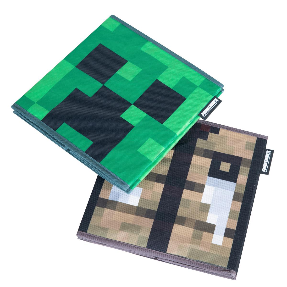 Zložljiv Zaboj Minecraft, 2 Kos - črna/zelena, Moderno, tekstil (27/27/27cm) - Minecraft