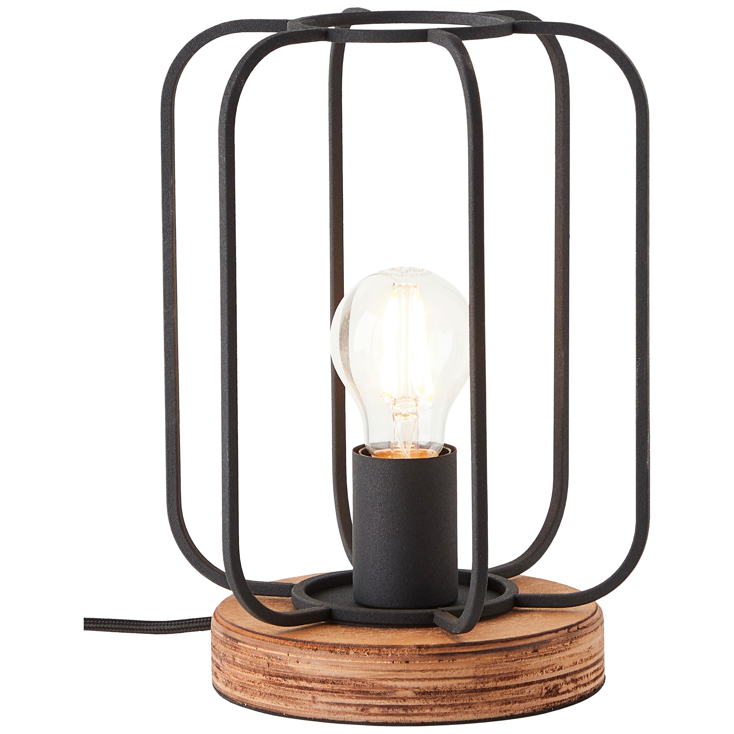 Tischleuchte Tosh Schwarz max. 40 Watt - Schwarz/Braun, LIFESTYLE, Holz/Metall (20/27cm) - Brilliant