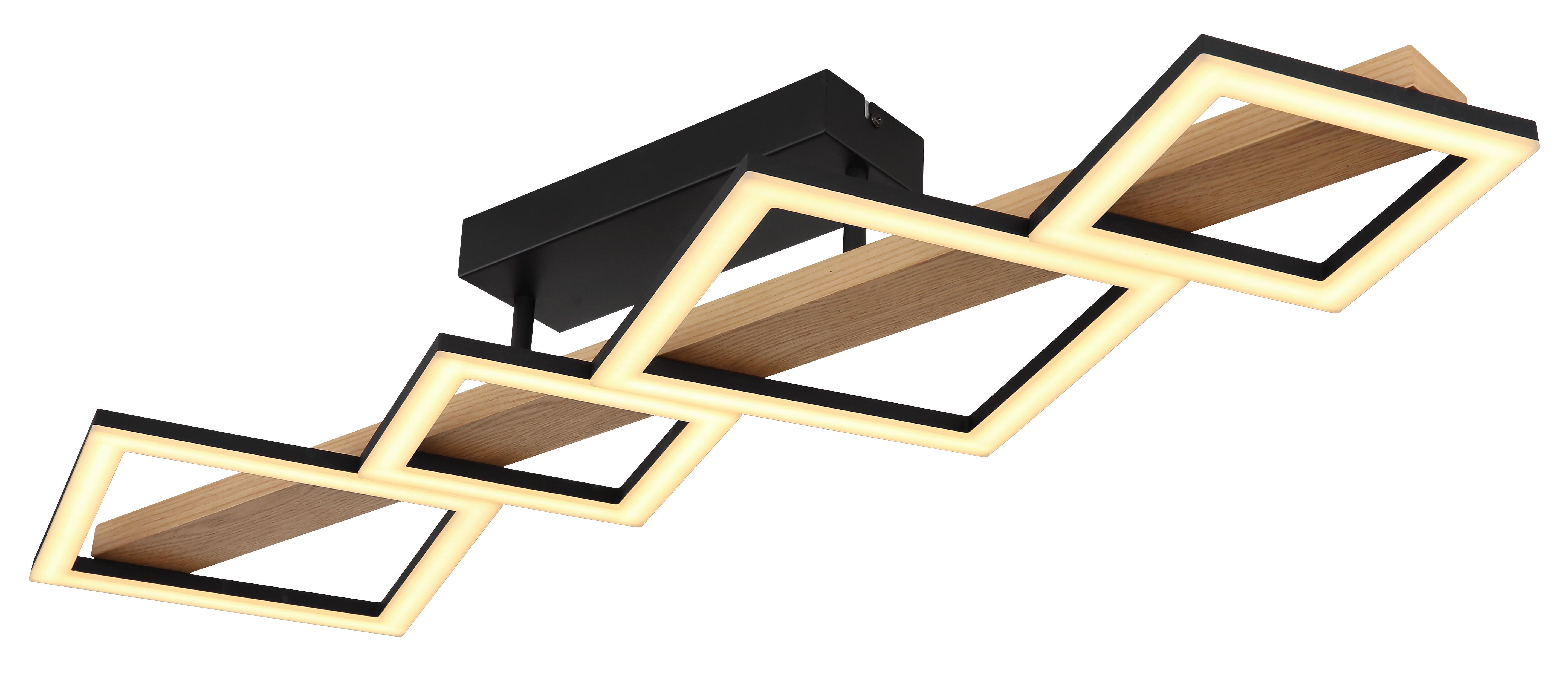 LED-Deckenleuchte Dustin Schwarz/Dunkelbraun max.35Watt - Dunkelbraun/Opal, Natur, Holzwerkstoff/Kunststoff (92/30/13cm) - Globo