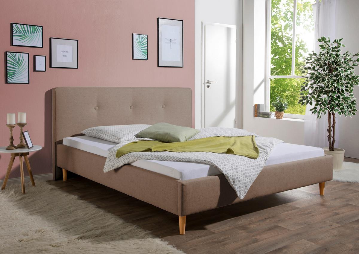 Polsterbett Slade Hellbraun ca. 200x200 cm - Hellbraun/Naturfarben, MODERN, Holz/Textil (200/200cm) - Livetastic