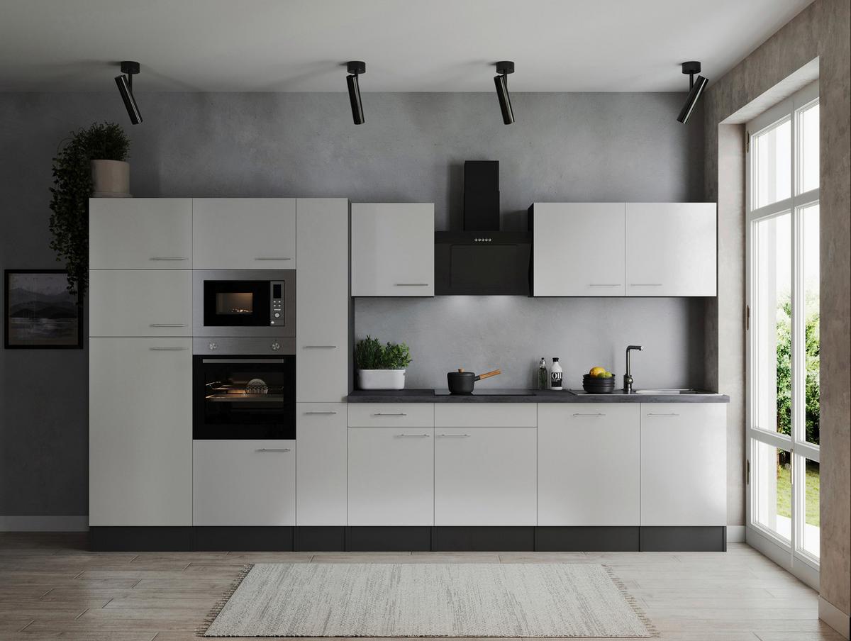 Kuhinjski Blok Z Aparati Oliver, 370cm - srebrne barve/siva, Design, kovina/leseni material (370cm) - Respekta