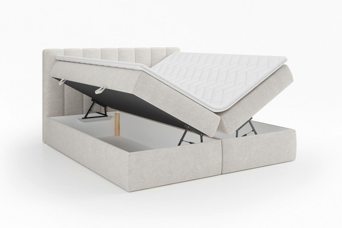 Box Ágy Mala - krém, Modern, faalapú anyag/textil (180/200cm) - Bessagi Home