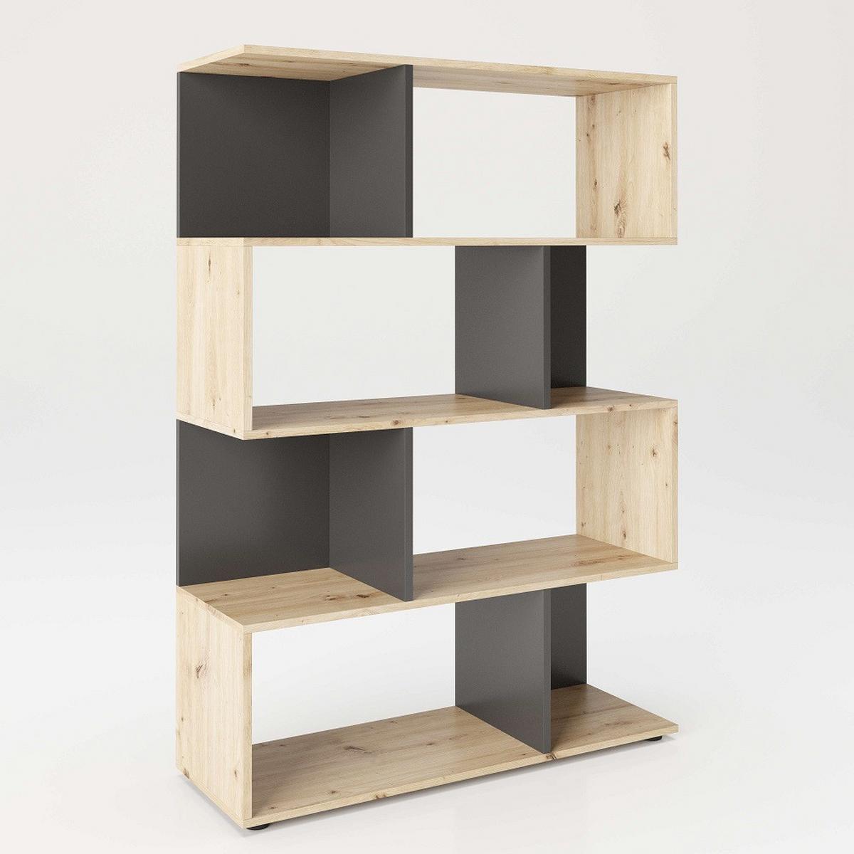 Regal Shelfy 8 Fächer ca. 103x146 cm Grau/Eiche - Eiche Artisan/Grau, MODERN, Holzwerkstoff (103/146/36cm) - MID.YOU