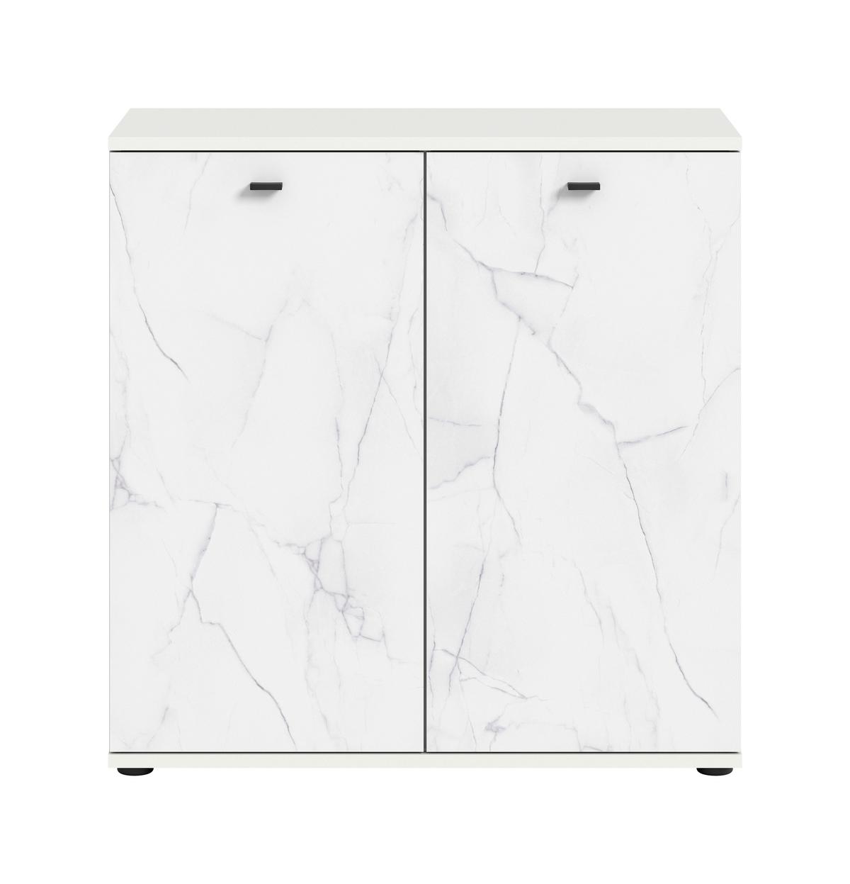 Komoda Stone - bijela/crna, Design, drvni materijal/plastika (86/87/40cm) - Modern Living