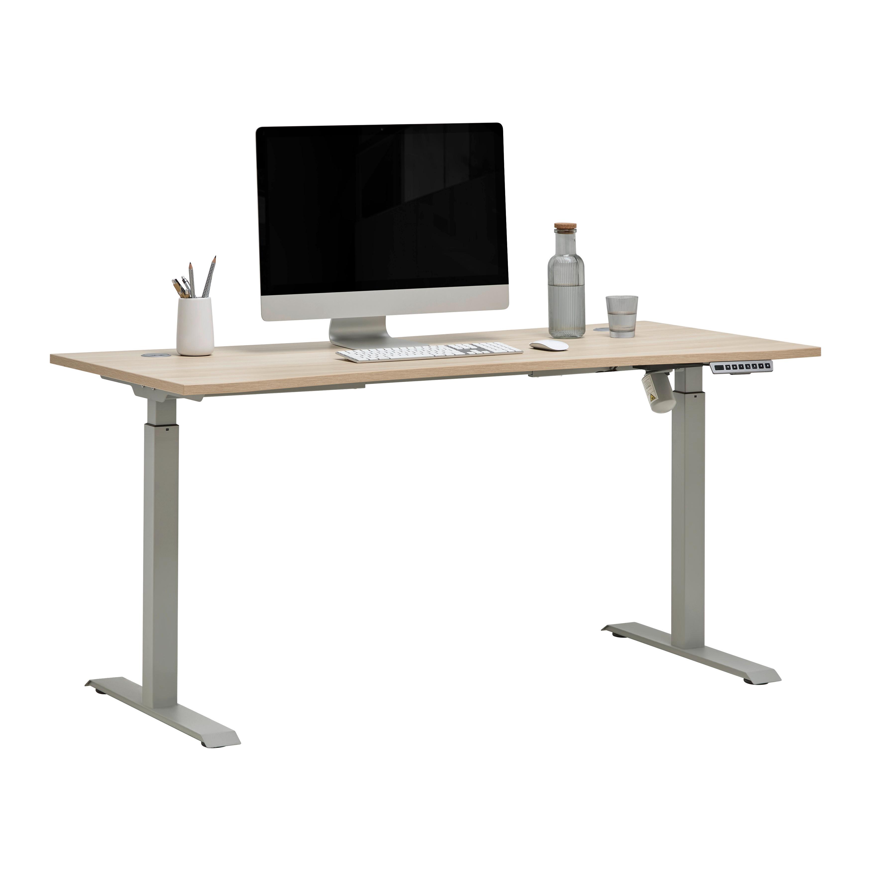 Schreibtisch Siena Eiche-/Silberfarben - Eichefarben/Silberfarben, MODERN, Holzwerkstoff (160/72/77cm) - Mömax