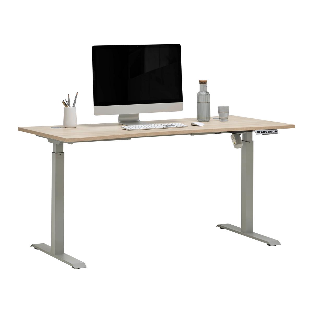 Schreibtisch Siena Eiche-/Silberfarben - Eichefarben/Silberfarben, MODERN, Holzwerkstoff (160/72/77cm) - Mömax