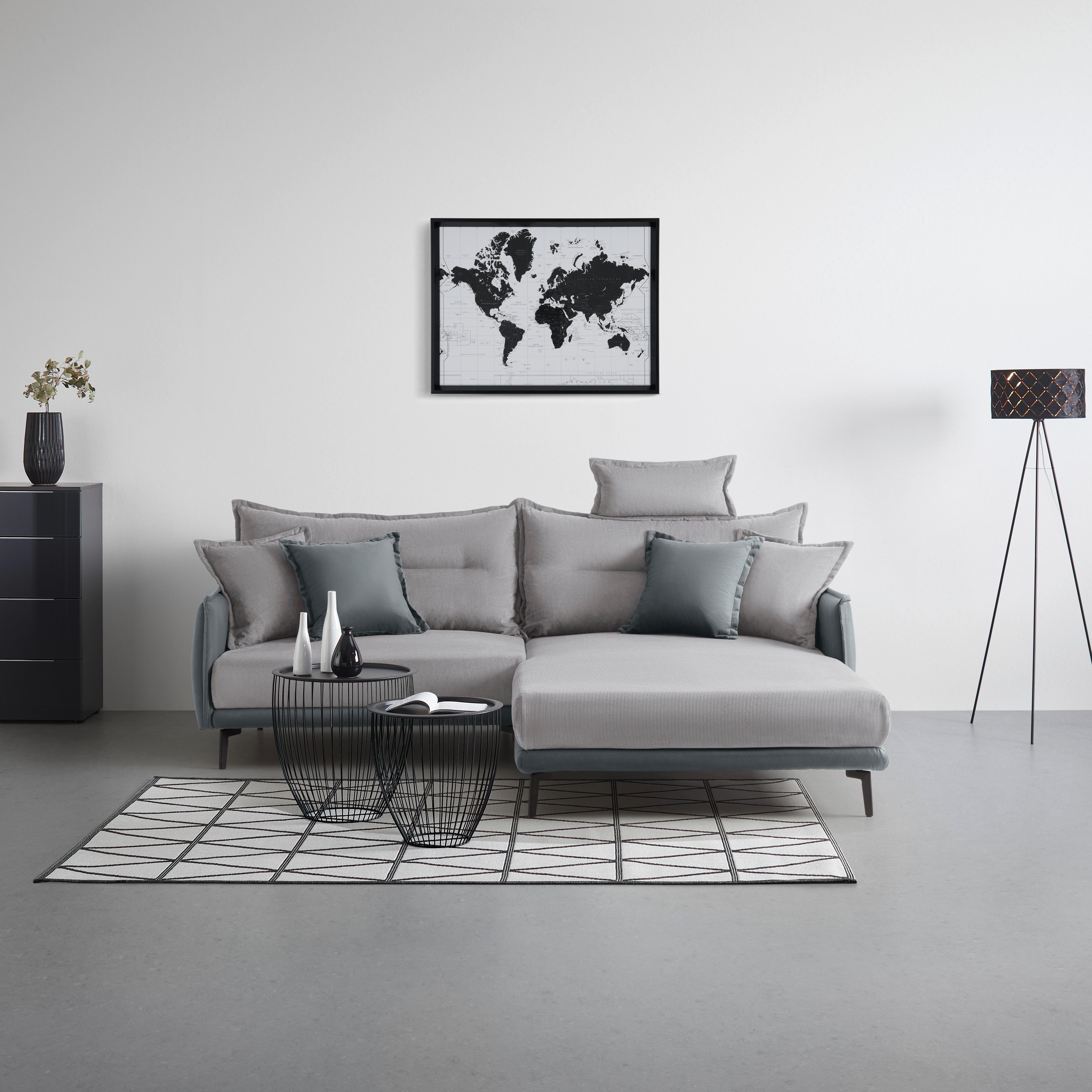 Ecksofa Nuovo Grau - Schwarz/Grau, MODERN, Textil/Metall (245/72-113/190cm) - Mömax