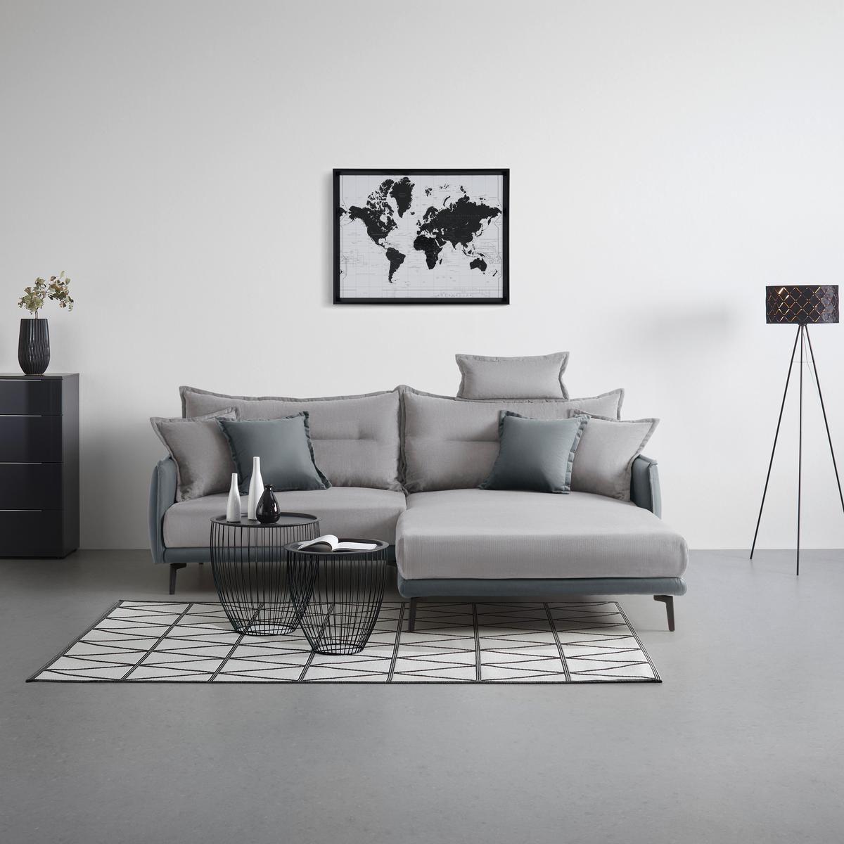 Ecksofa Nuovo Grau - Schwarz/Grau, MODERN, Textil/Metall (245/72-113/190cm) - Mömax