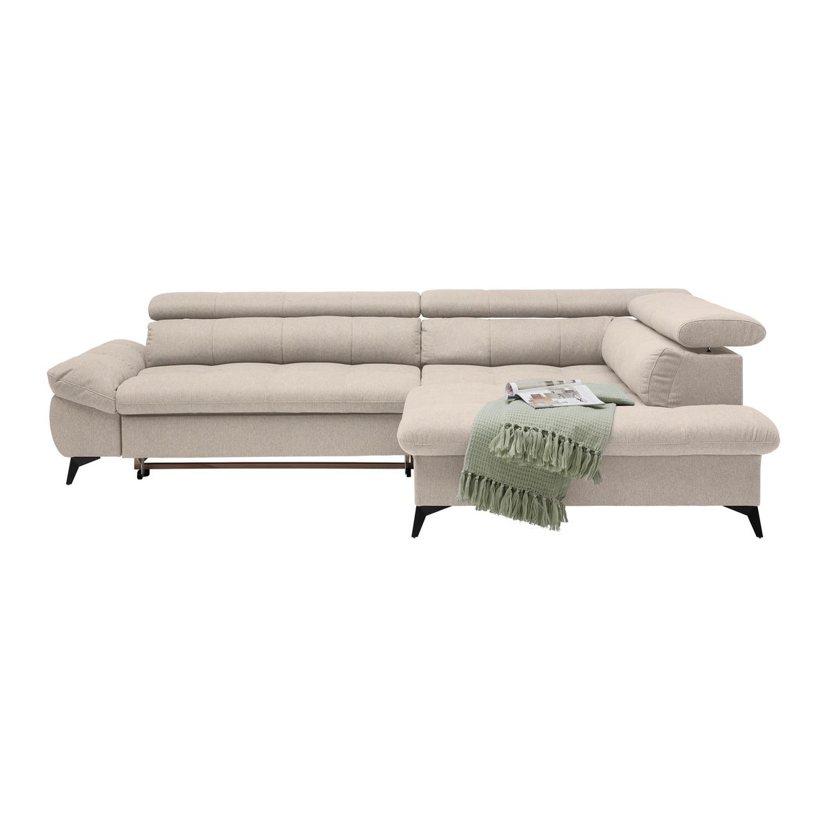 Wohnlandschaft Alberto Beige - Beige/Schwarz, MODERN, Textil/Metall (296/201cm) - Mömax