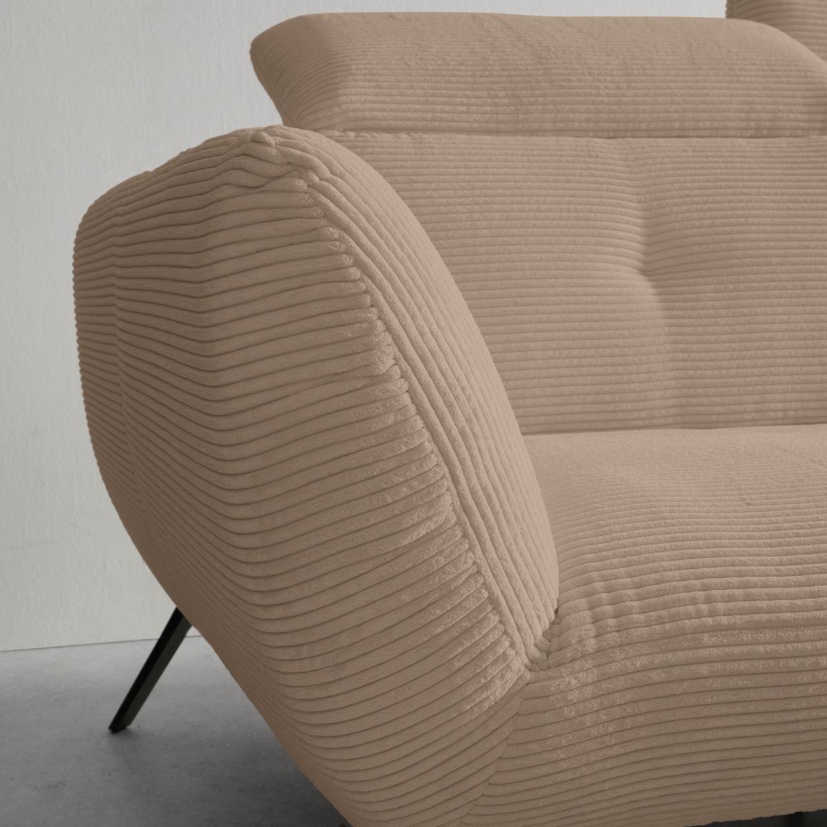 Wohnlandschaft Seattle Mokka - Schwarz/Weiß, MODERN, Holzwerkstoff/Textil (301/196cm) - Premium Living