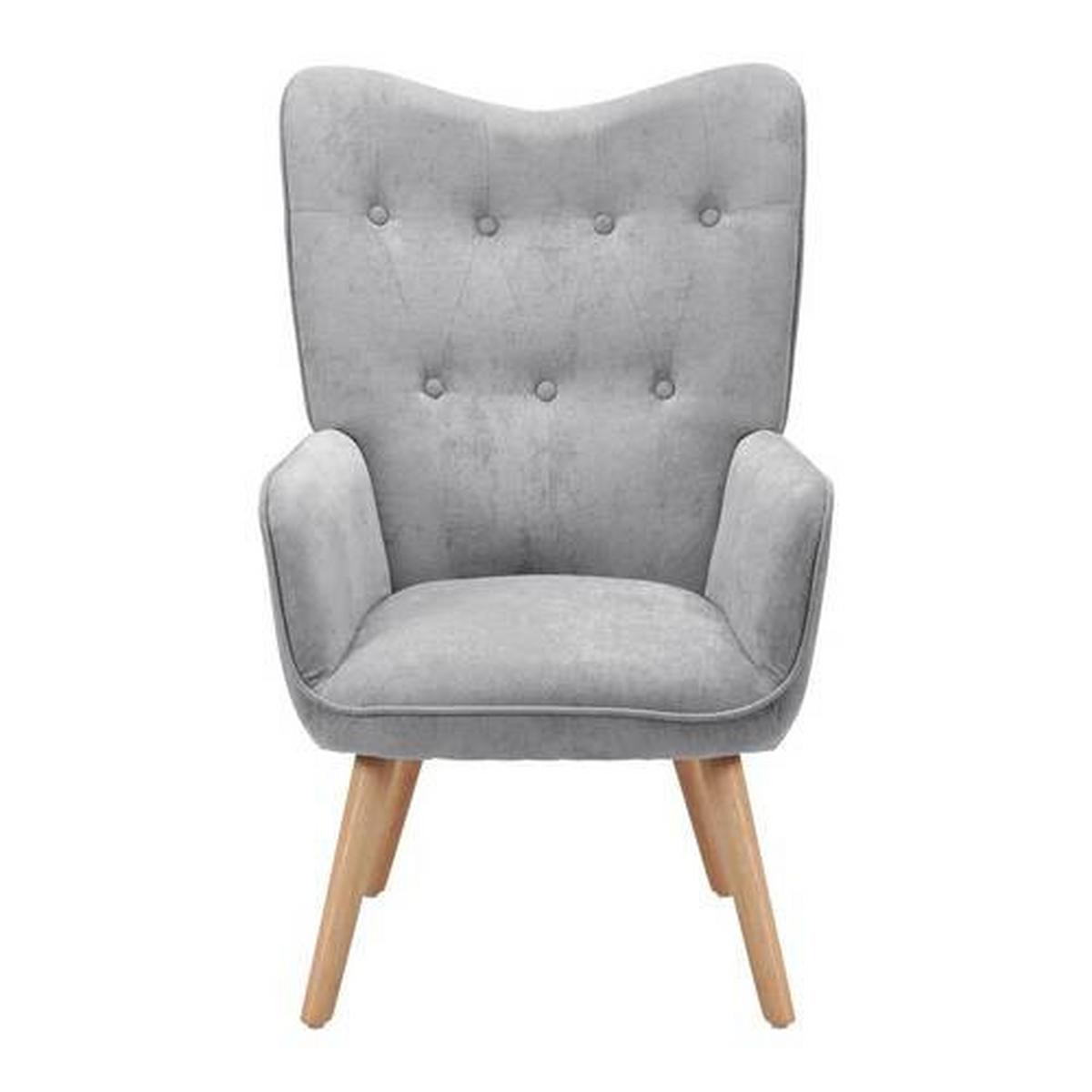 FOTEL RELAKSACYJNY NATALIE - kolor naturalny/jasnoszary, Modern, metal/drewno (64/99/68cm) - Bessagi Home