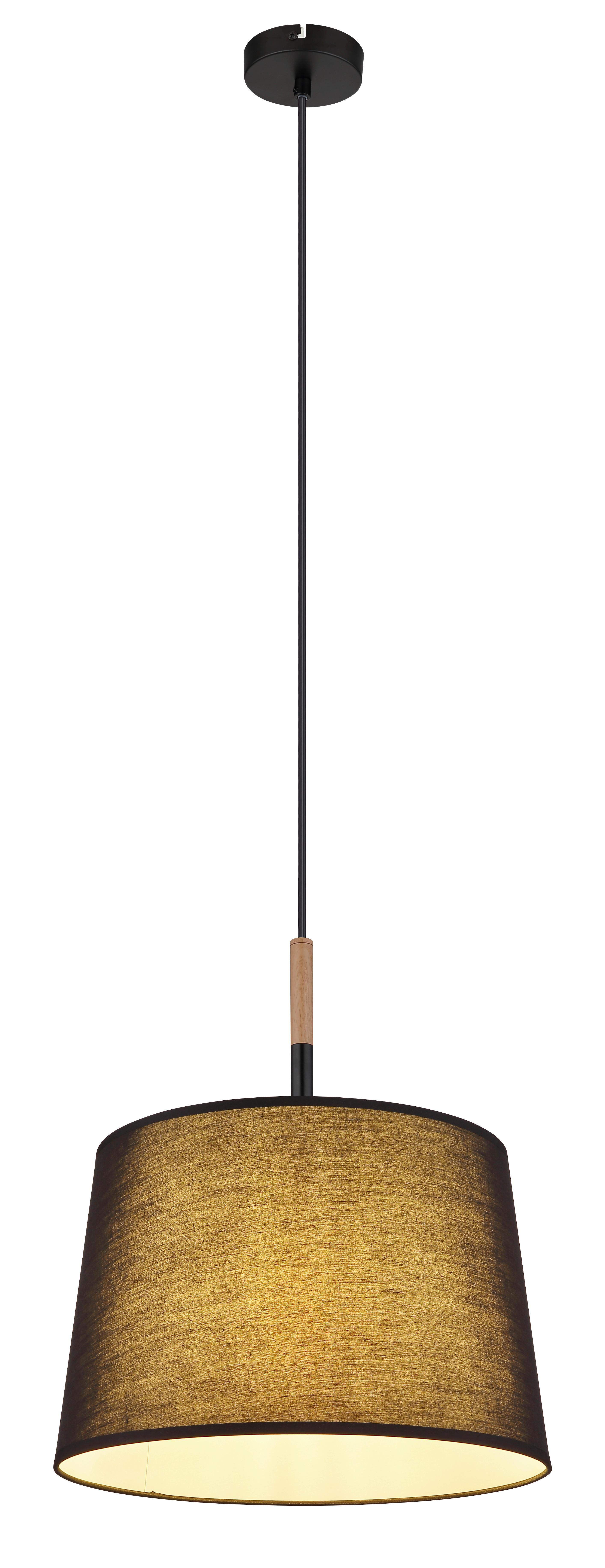 Hängeleuchte TL max. 40 Watt - Schwarz/Naturfarben, Basics, Holz/Textil (38/120cm) - Globo