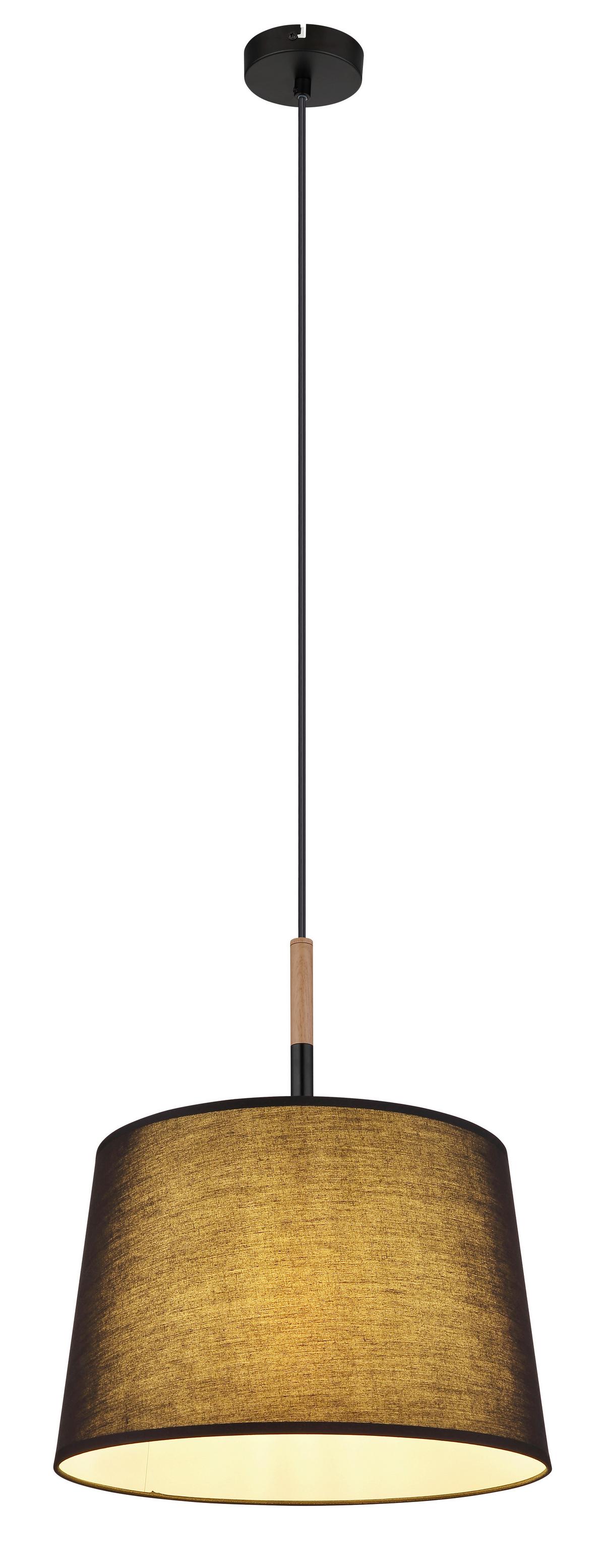 Hängeleuchte TL max. 40 Watt - Schwarz/Naturfarben, Basics, Holz/Textil (38/120cm) - Globo