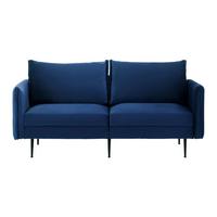 Sofa Yara Grün Samt - Blau/Schwarz, MODERN, Holz/Textil (194/77/92cm) - Bessagi Home
