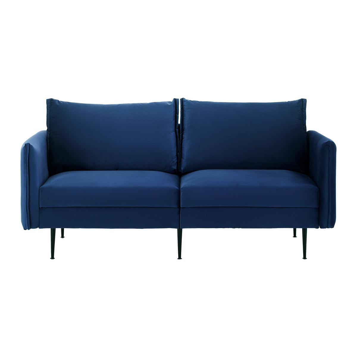 Sofa Yara Grün Samt - Blau/Schwarz, MODERN, Holz/Textil (194/77/92cm) - Bessagi Home
