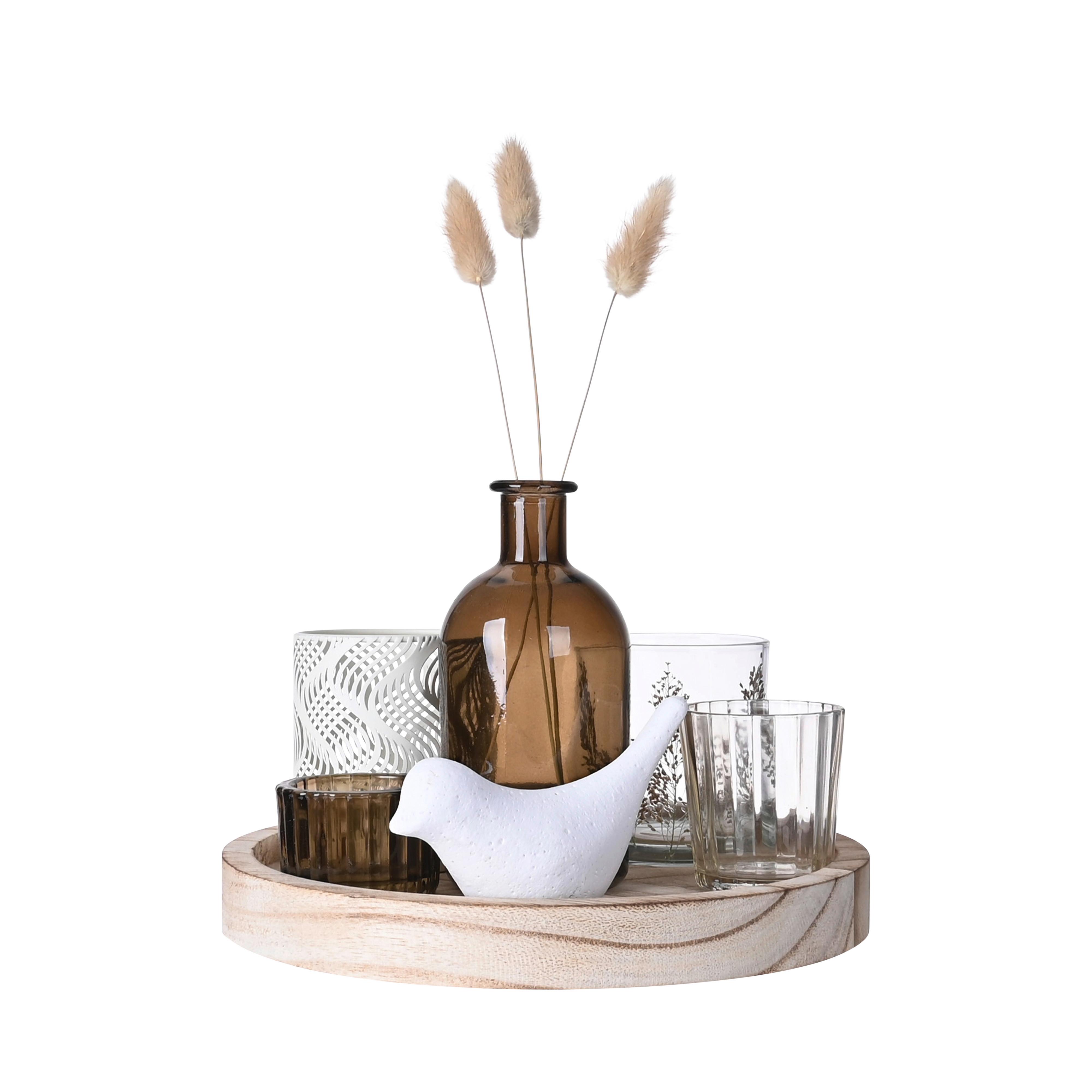 ZESTAW ŚWIECZNIKÓW K5027-N - różnokolorowy, Lifestyle, kamień/materiały naturalne (22/15cm) - Ambia Home