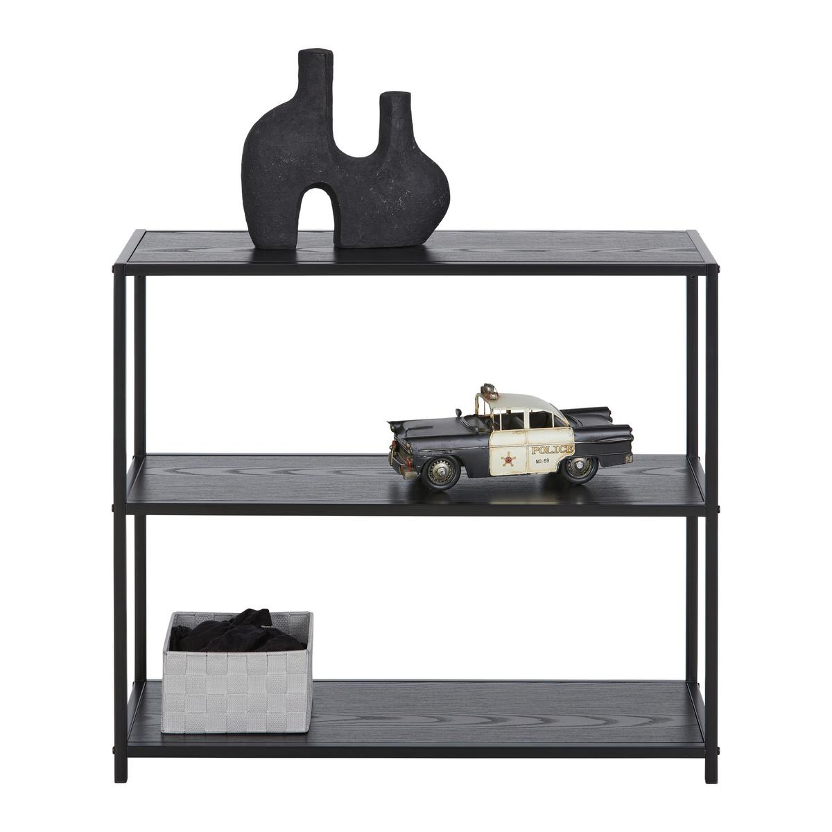 Regal Bastian -Based- - črna, Moderno, kovina/leseni material (77/68/30cm) - Based