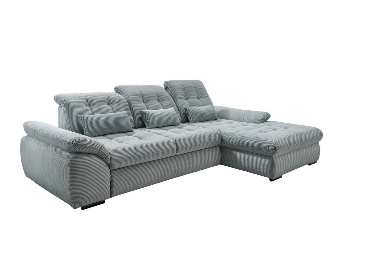 Ecksofa mit Bettkasten Rigatti ca. 314x184 cm Hellblau - Schwarz/Hellblau, MODERN, Textil/Metall (314/184cm) - Livetastic