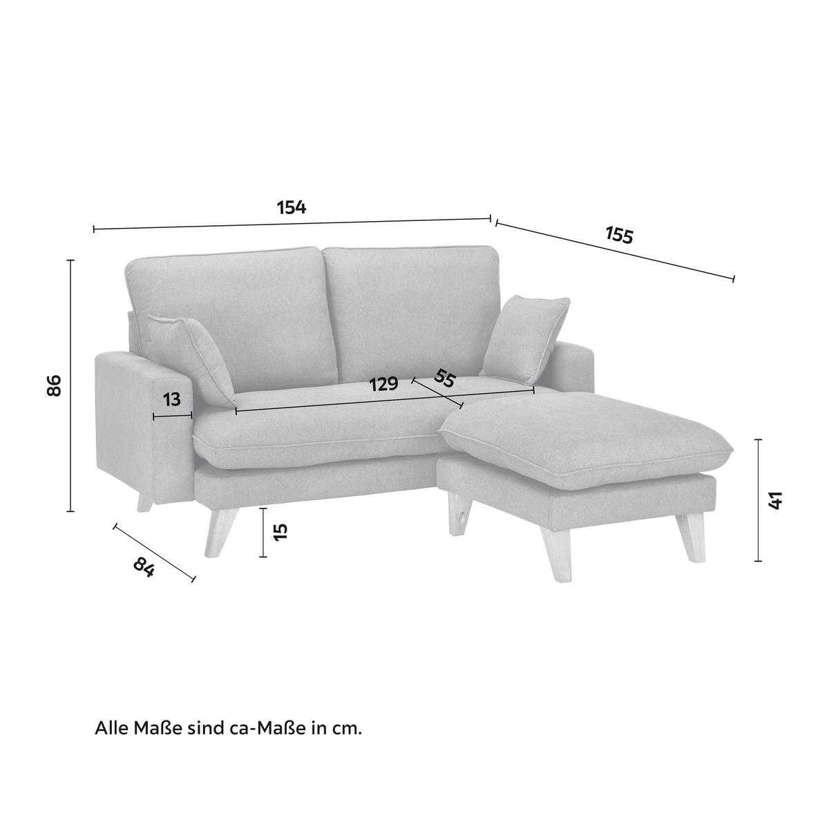 NAROŻNIK ILLA - kolor bukowy/ciemnoszary, Modern, tkanina/drewno (154/82/155cm) - Bessagi Home