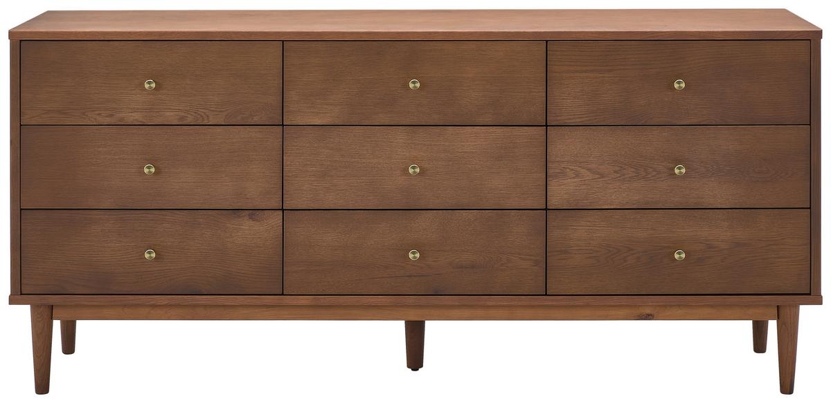 KOMODA SZEROKA SIDEBOARD - kolor orzecha włoskiego/kolor złoty, Lifestyle, materiał drewnopochodny/metal (148/74/40cm) - MID.YOU