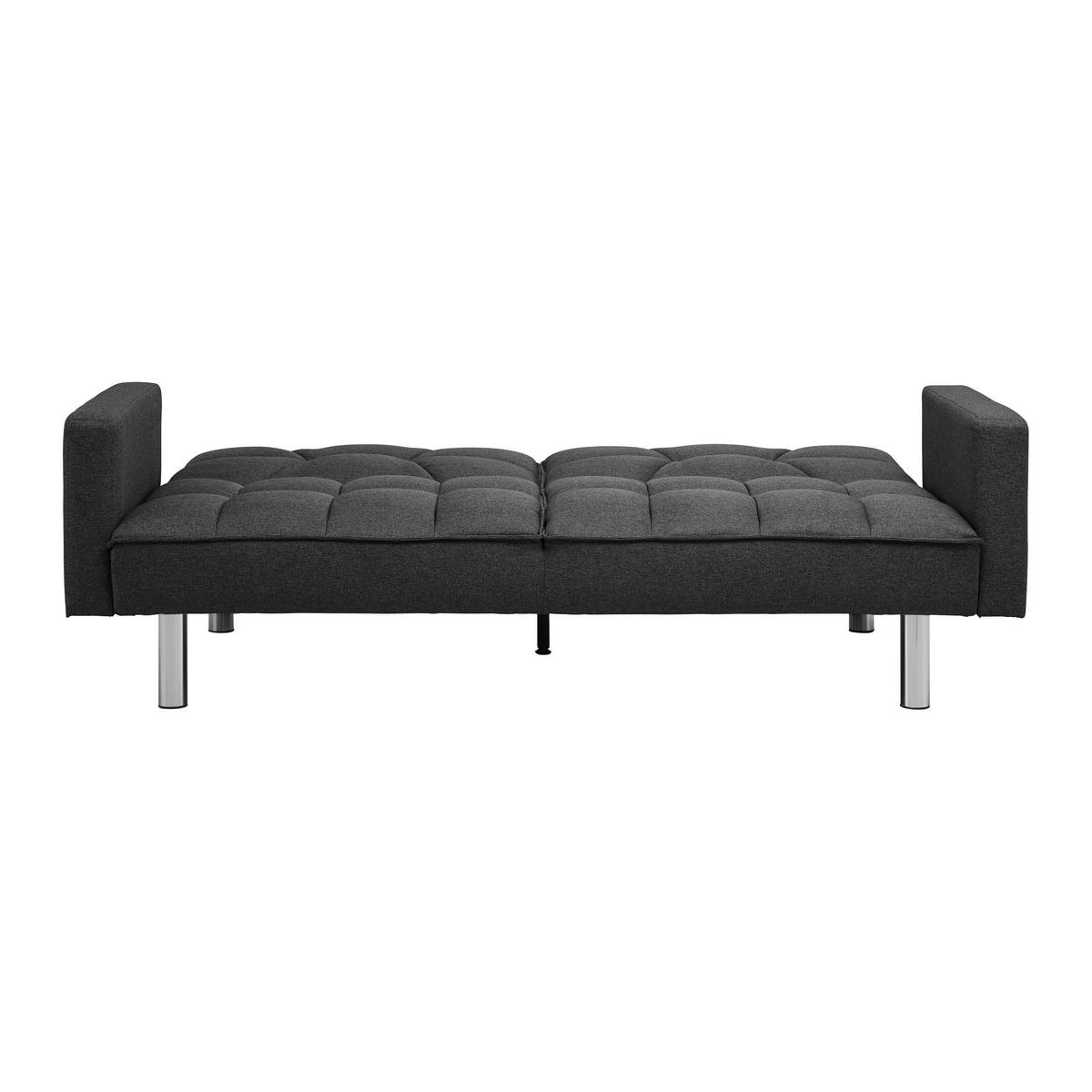 Schlafsofa in dunkel- grau inkl. 2 Kissen "David" - Chromfarben/Dunkelgrau, Modern, Holz/Textil (196/83/89cm) - Bessagi Home