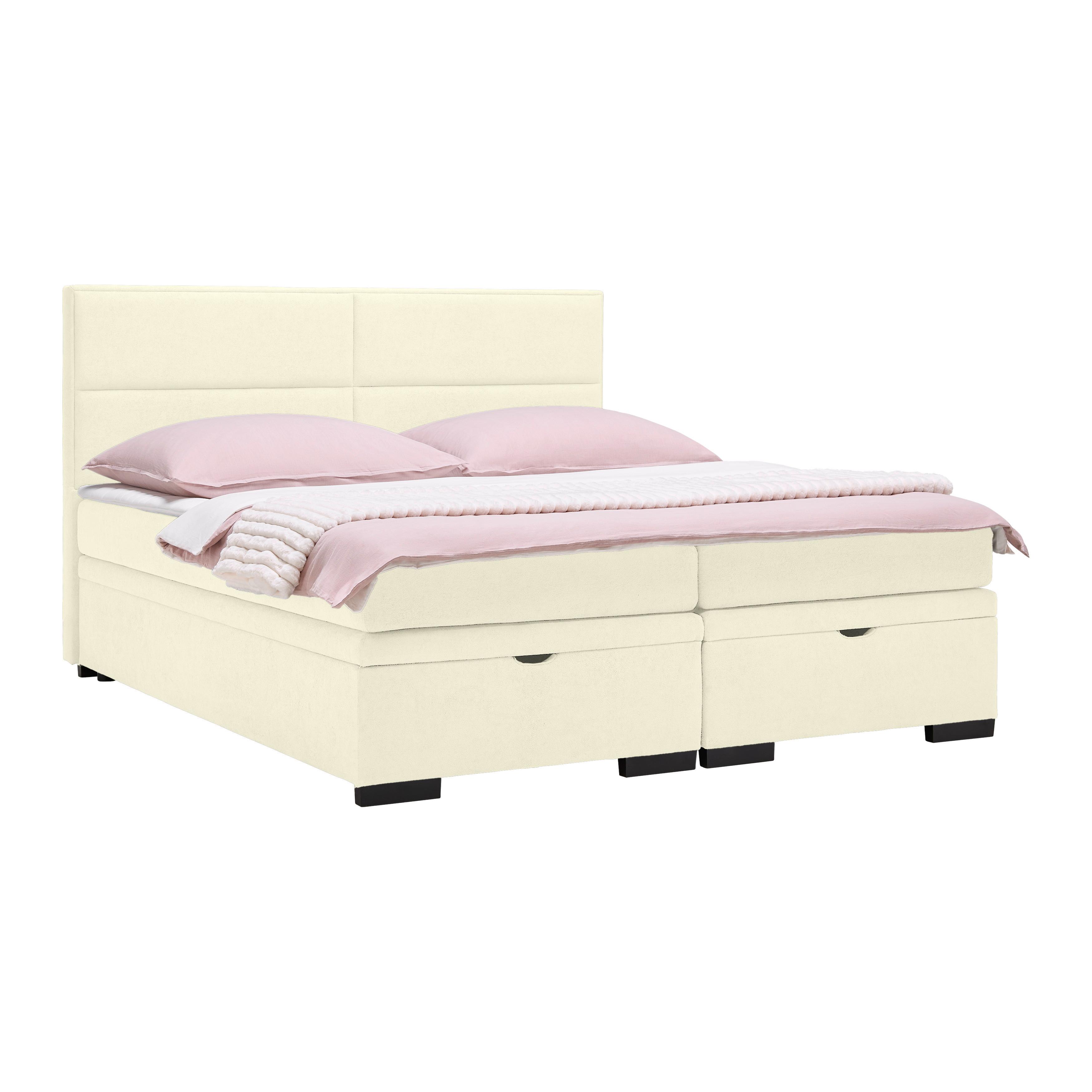 Boxspringbett Ethan Weiss ca. 180x200cm - Weiss/Schwarz, Modern, Kunststoff/Textil (180/200cm) - Premium Living