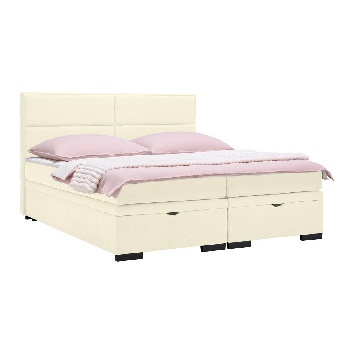 Boxspringbett Ethan Weiss ca. 180x200cm - Weiss/Schwarz, Modern, Kunststoff/Textil (180/200cm) - Premium Living