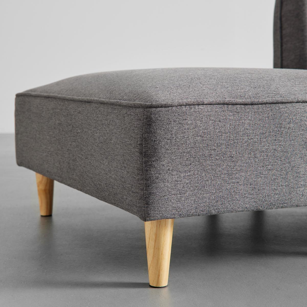 Sofa Fanny Dunkelgrau Leinenoptik mit Hocker - Dunkelgrau/Naturfarben, MODERN, Holz/Textil (154/55/73cm) - Bessagi Home