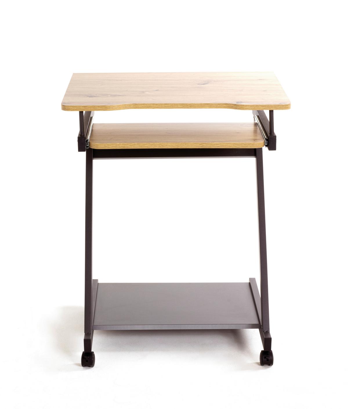 BIURKO KOMPUTEROWE ROLLER - kolor dębowy/antracytowy, Basics, materiał drewnopochodny/metal (60/49/76cm)