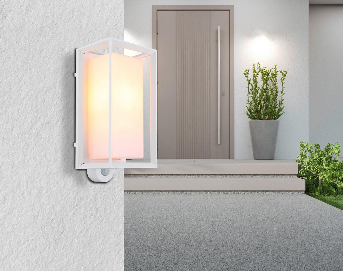 AUSSENLEUCHTE 31982WS SENSOR - Weiss, Konventionell, Kunststoff/Metall (13/12,2/28cm) - Globo