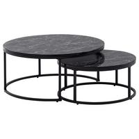 Satztisch in Schwarz, 2-teilig - Schwarz, MODERN, Holzwerkstoff/Metall (80/80/36cm) - MID.YOU