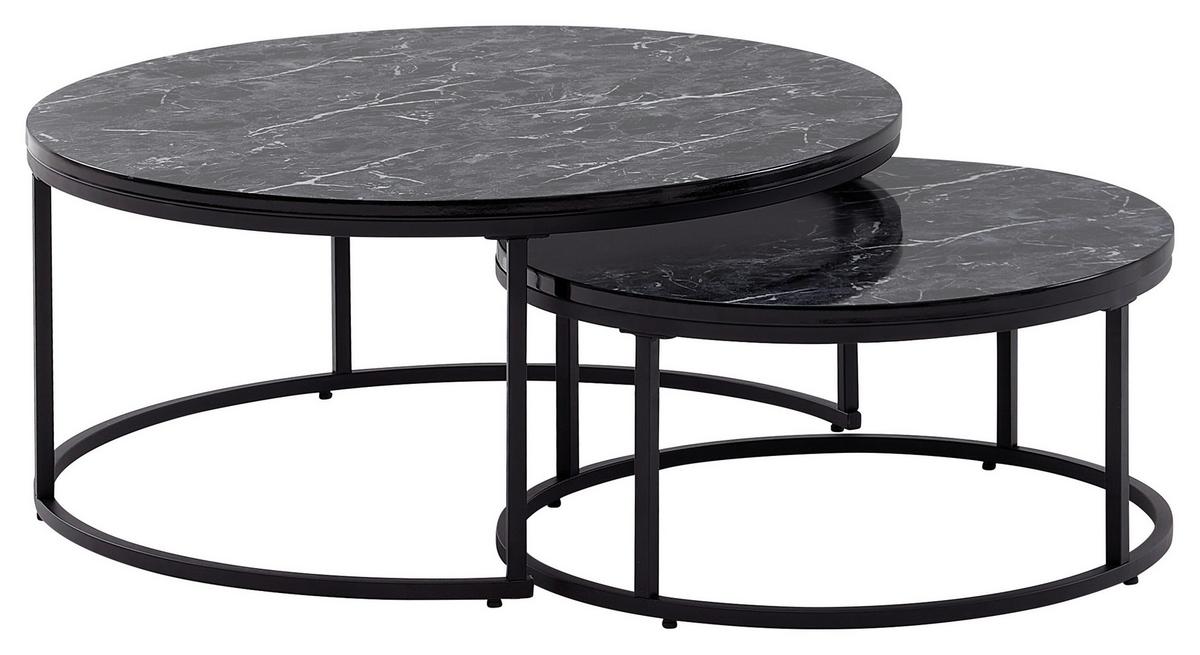Satztisch in Schwarz, 2-teilig - Schwarz, MODERN, Holzwerkstoff/Metall (80/80/36cm) - MID.YOU