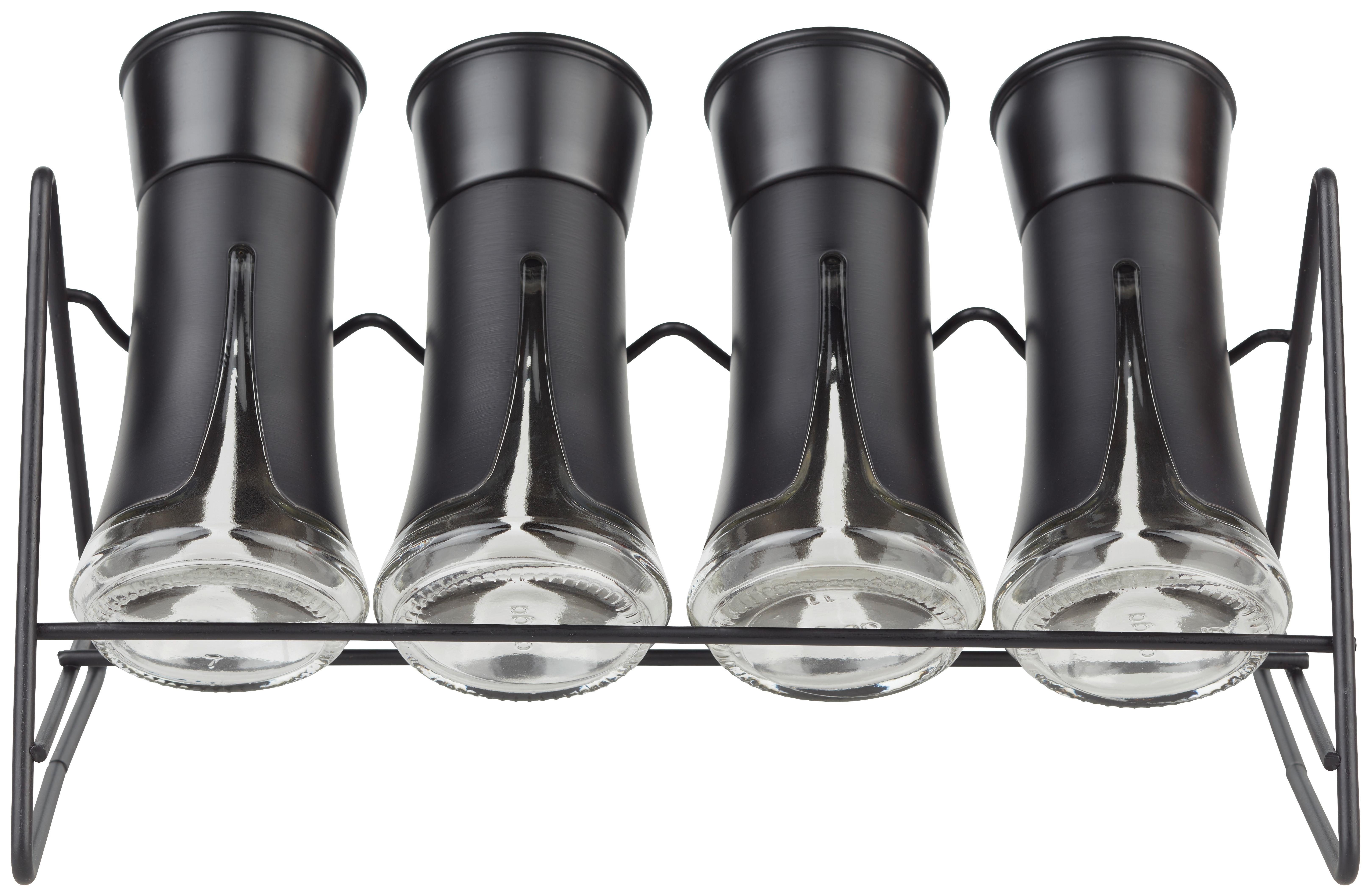 Gewürzregal Aurelius in Schwarz - Schwarz, MODERN, Glas/Kunststoff - Premium Living