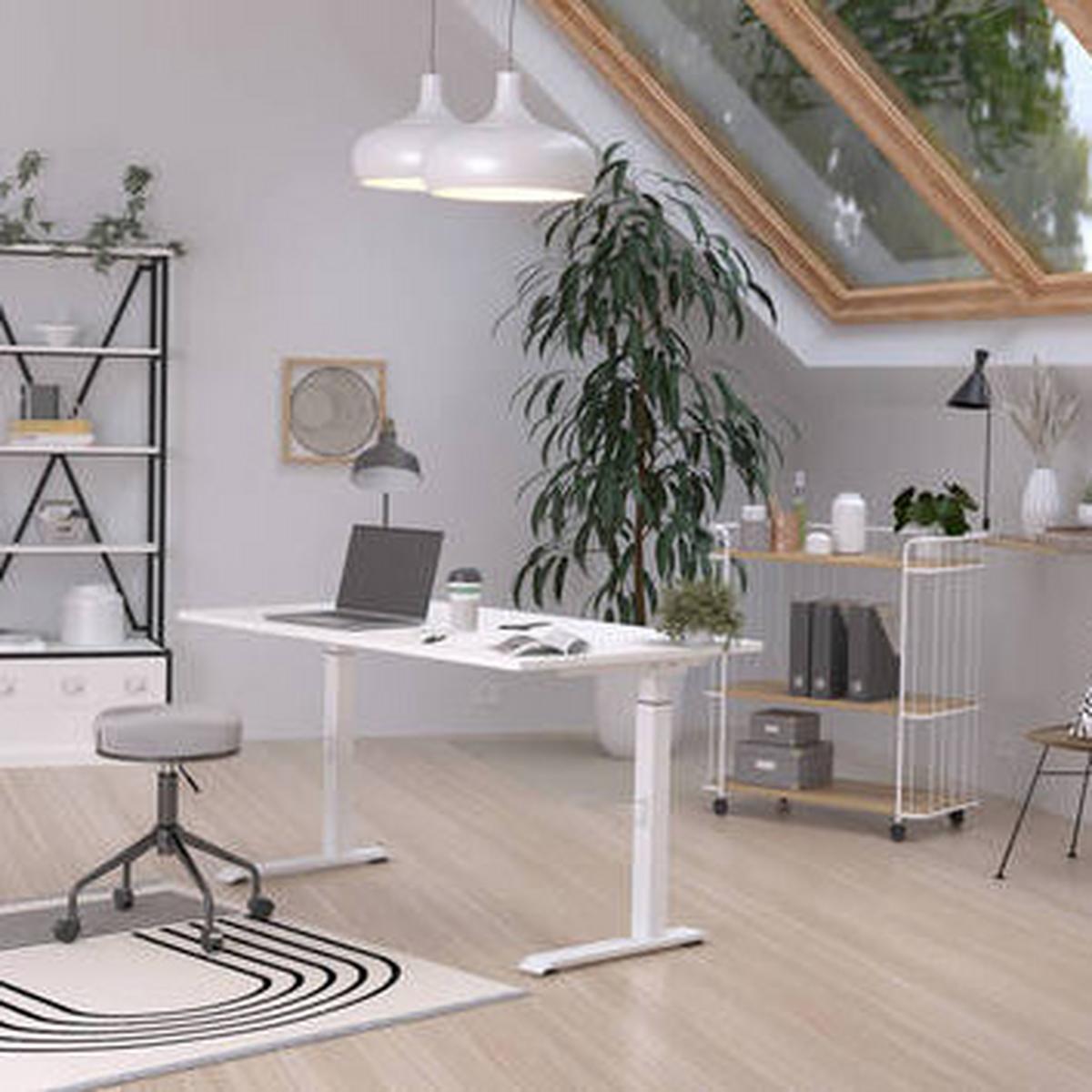 Schreibtisch Ribera in Weiß - Weiß, MODERN, Holzwerkstoff/Metall (120/80/68-91cm) - Premium Living