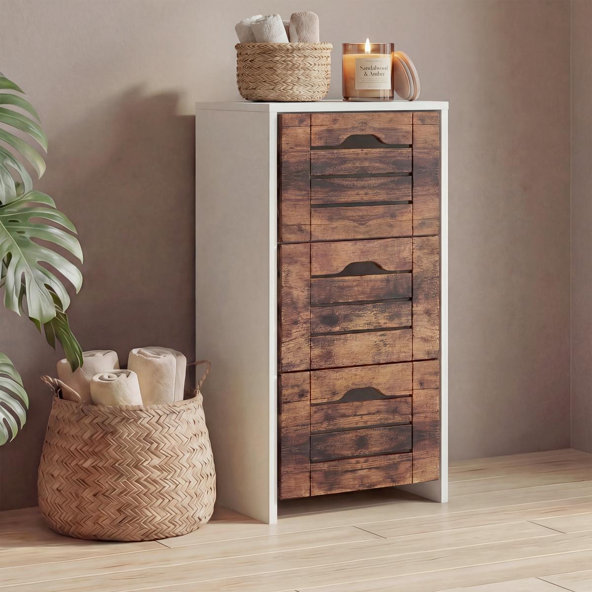 Midischrank Flonali - Weiss/Eichefarben, Trend, Holzwerkstoff (38/76/28cm) - MID.YOU