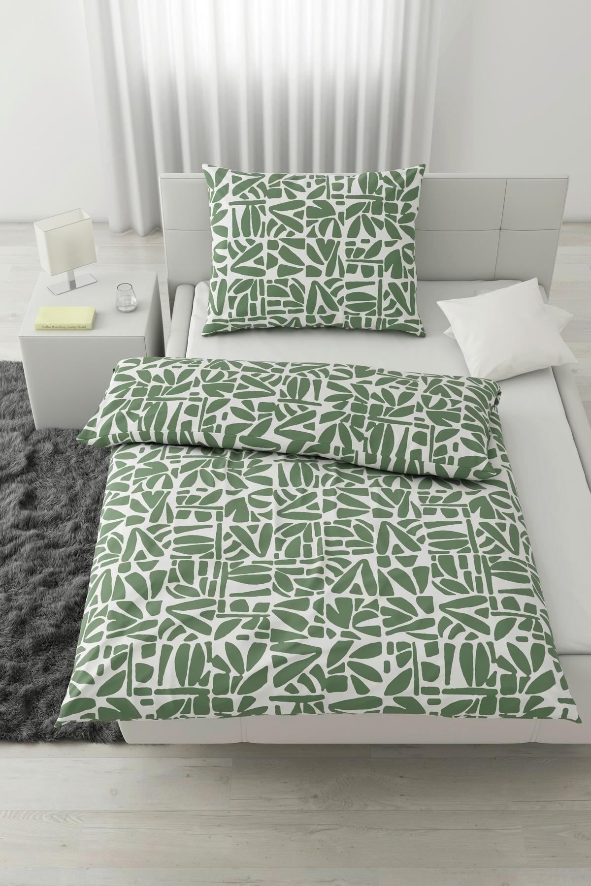 BETTWÄSCHESET BRITTA - Weiss/Grün, Modern, Textil (160/210cm) - Mömax