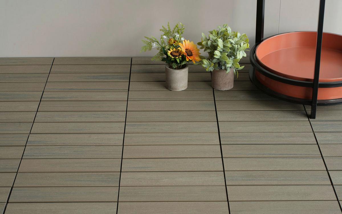 PŁYTKA TARASOWA WPC-FLIES - szary, Design, materiał drewnopochodny (30/30/2,4cm) - Ambia Garden